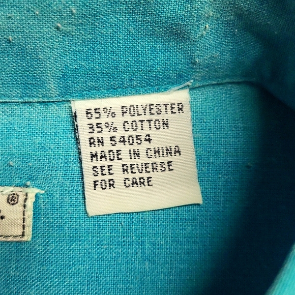 Vintage 90s Bugle Boy short sleeves,  Button down shirt, Aqua Blue Large for men - Picture 12 of 16